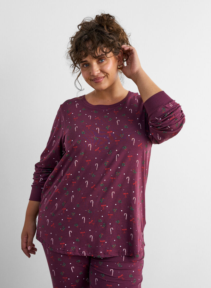 Wzorzysty top nocny, Ciemnobordowy, Model image number 0