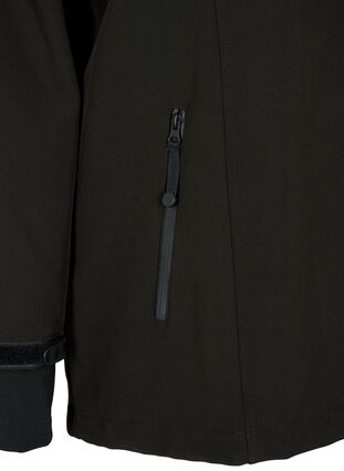 Krótka kurtka softshell z odpinanym kapturem, Black, Packshot image number 3
