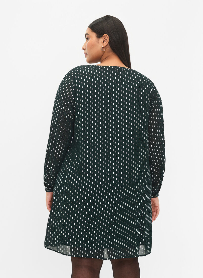 Sukienka z dlugimi rekawami i foliowym nadrukiem, Scarab w. Silver, Model image number 1