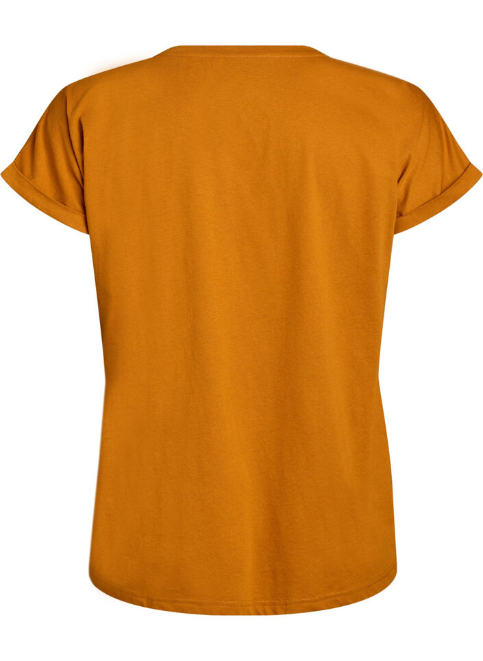 T-shirt z kr&oacute;tkim rekawem z mieszanki bawelny, Pomarańczowy, Packshot image number 1
