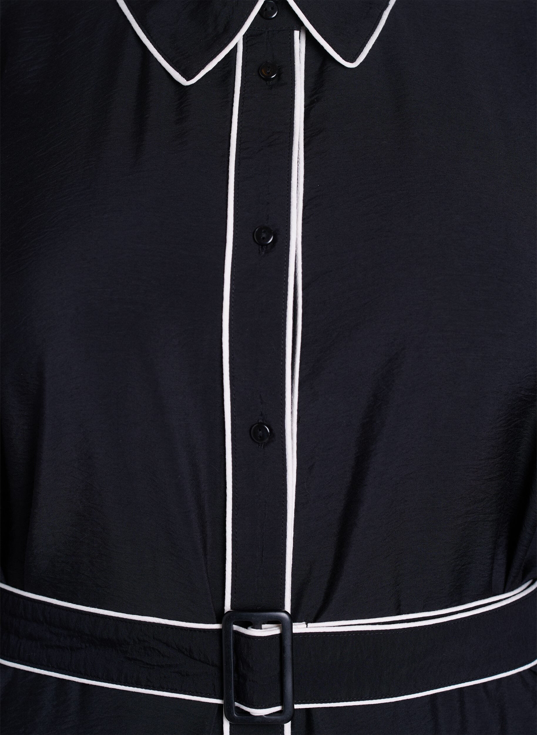 Zizzi Sukienka midi z kolnierzykiem i kontrastowymi krawedziami, Czarne, Packshot image number 2