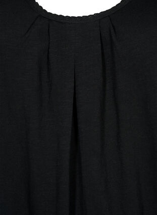 Bawelniany top z koronkowym wykonczeniem, Black, Packshot image number 2