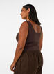 Dopasowany top basic z gladkiego materialu, Brązowy, Model image number 4