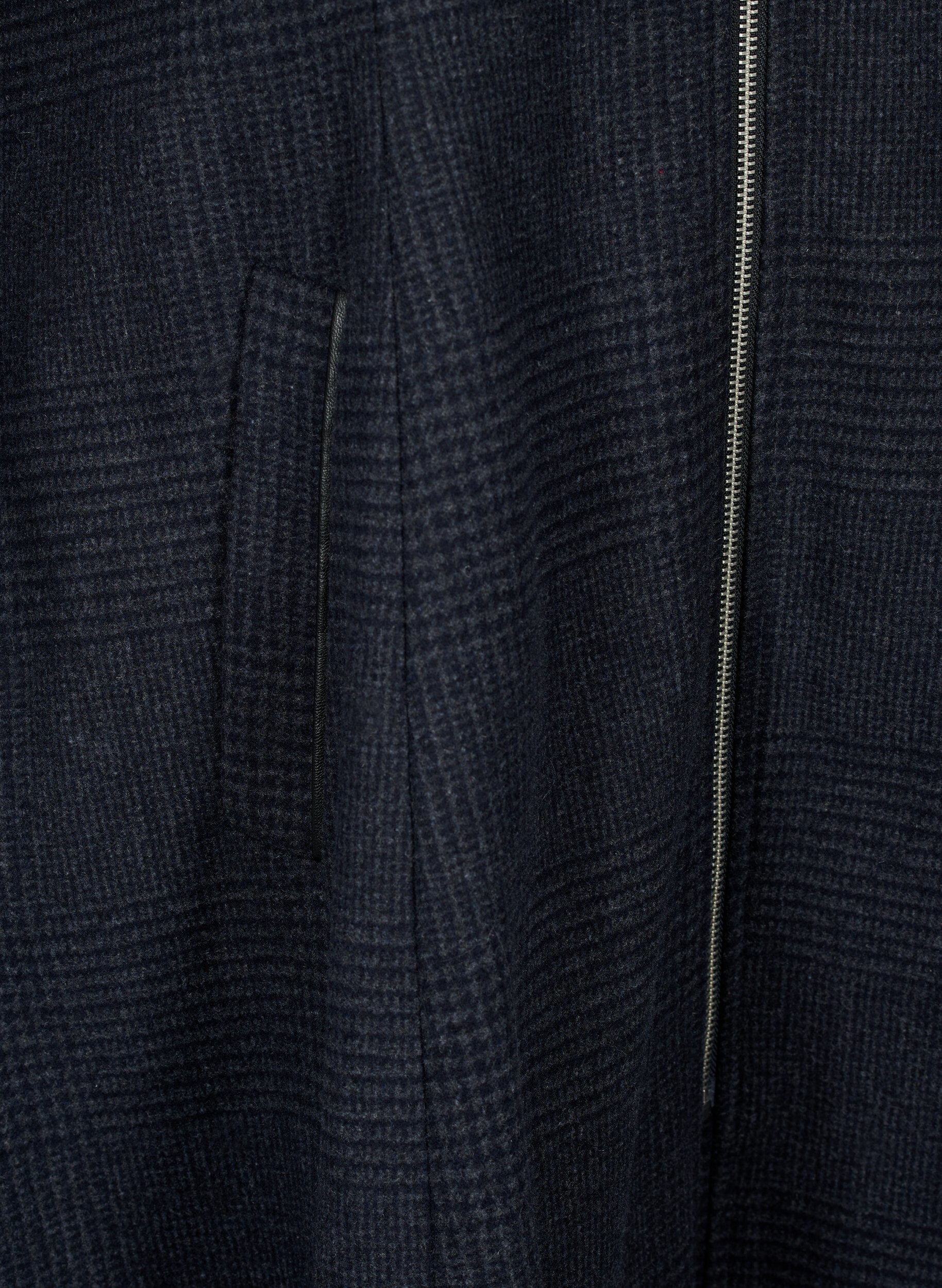 Zizzi Plaszcz w kratke z welna, Dark Grey Melange, Packshot image number 3