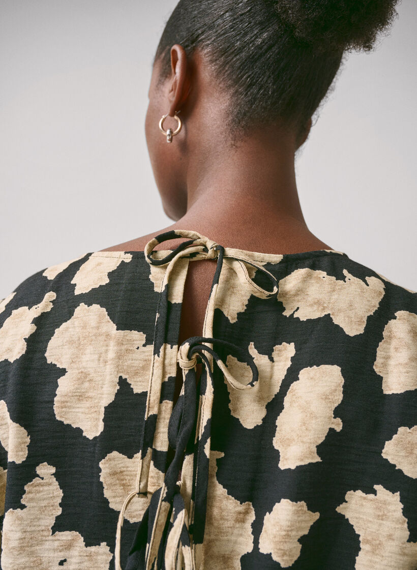 Sukienka z dlugim rekawem, nadrukiem i kokardkami, Czarne, Image image number 1