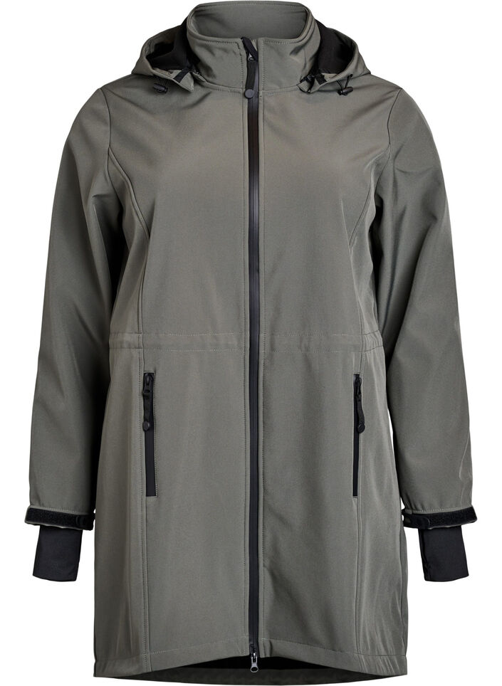 Kurtka softshell z odpinanym kapturem, Ciemnoszary, Packshot image number 0