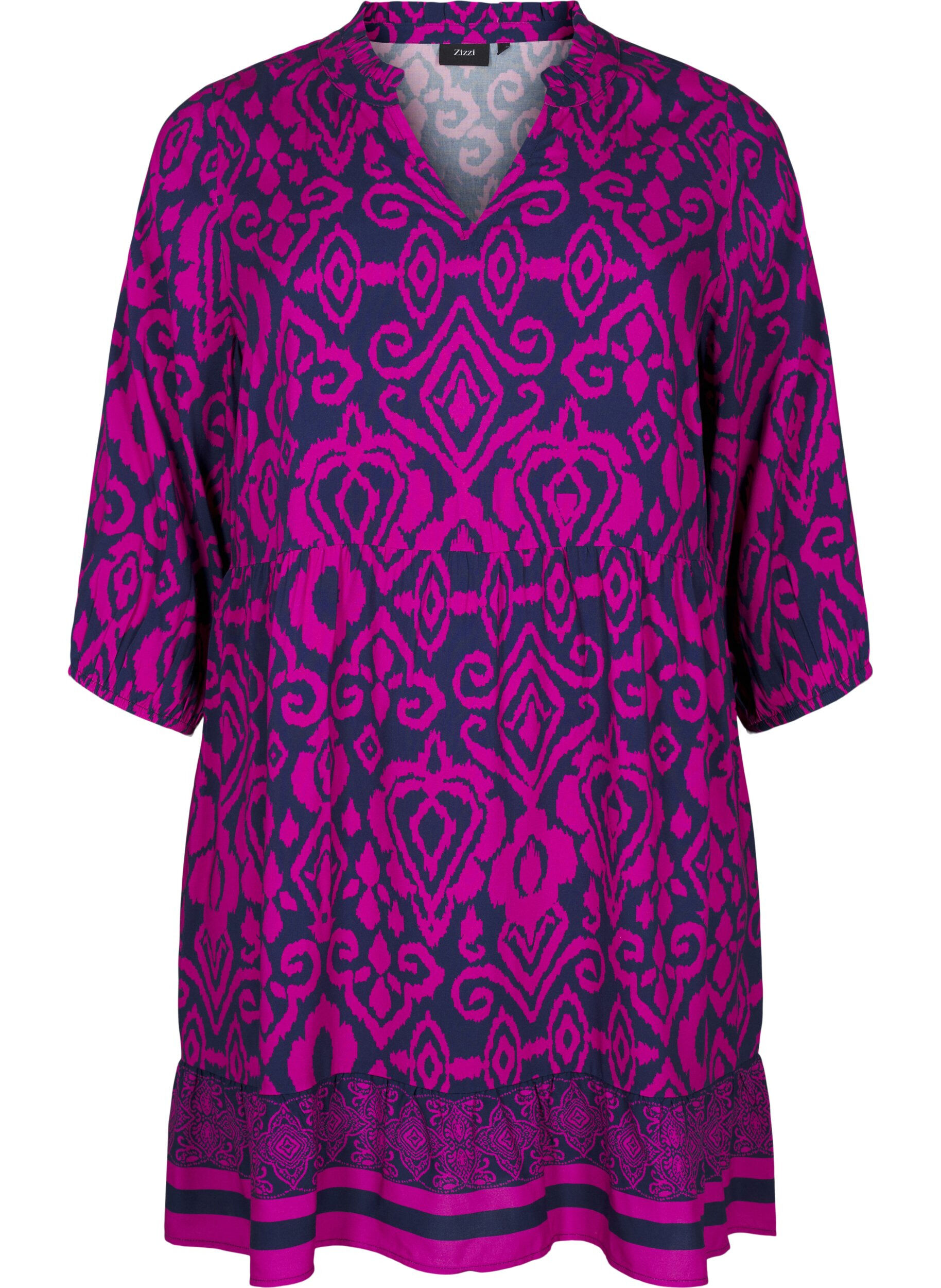 Zizzi Kr&oacute;tka trapezowa sukienka z nadrukiem, Night Sky AOP, Packshot image number 0