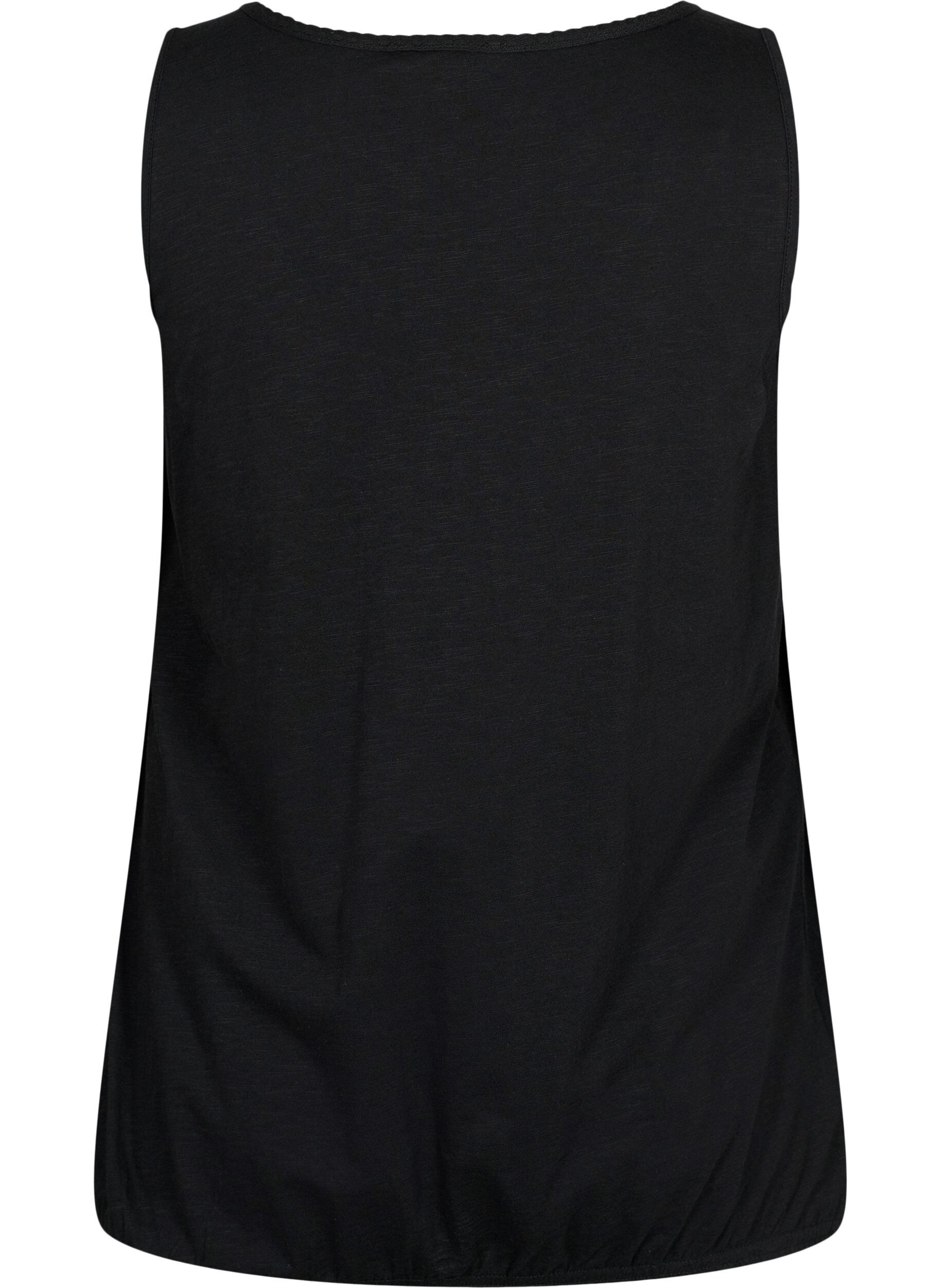 Zizzi Bawelniany top z koronkowym wykonczeniem, Black, Packshot image number 1