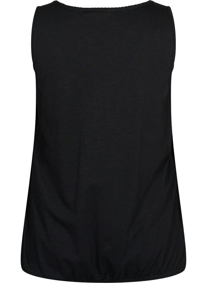 Bawelniany top z koronkowym wykonczeniem, Black, Packshot image number 1