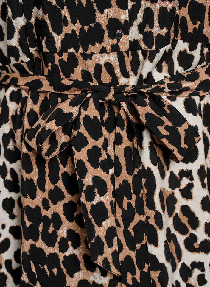 Tunika w krate z pasem do wiazania i rekawami 3/4, Brązowy, Packshot image number 3