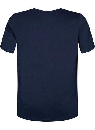 Bawelniana koszulka z koronkowa wstazka, Navy Blazer, Packshot image number 1