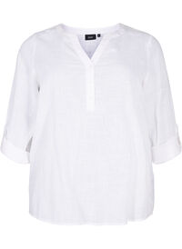 Bawelniana koszulowa bluzka z dekoltem w szpic