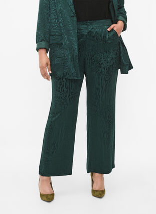 Luzne spodnie z wiskozy z nadrukiem ton w ton, Ponderosa Pine, Model image number 2