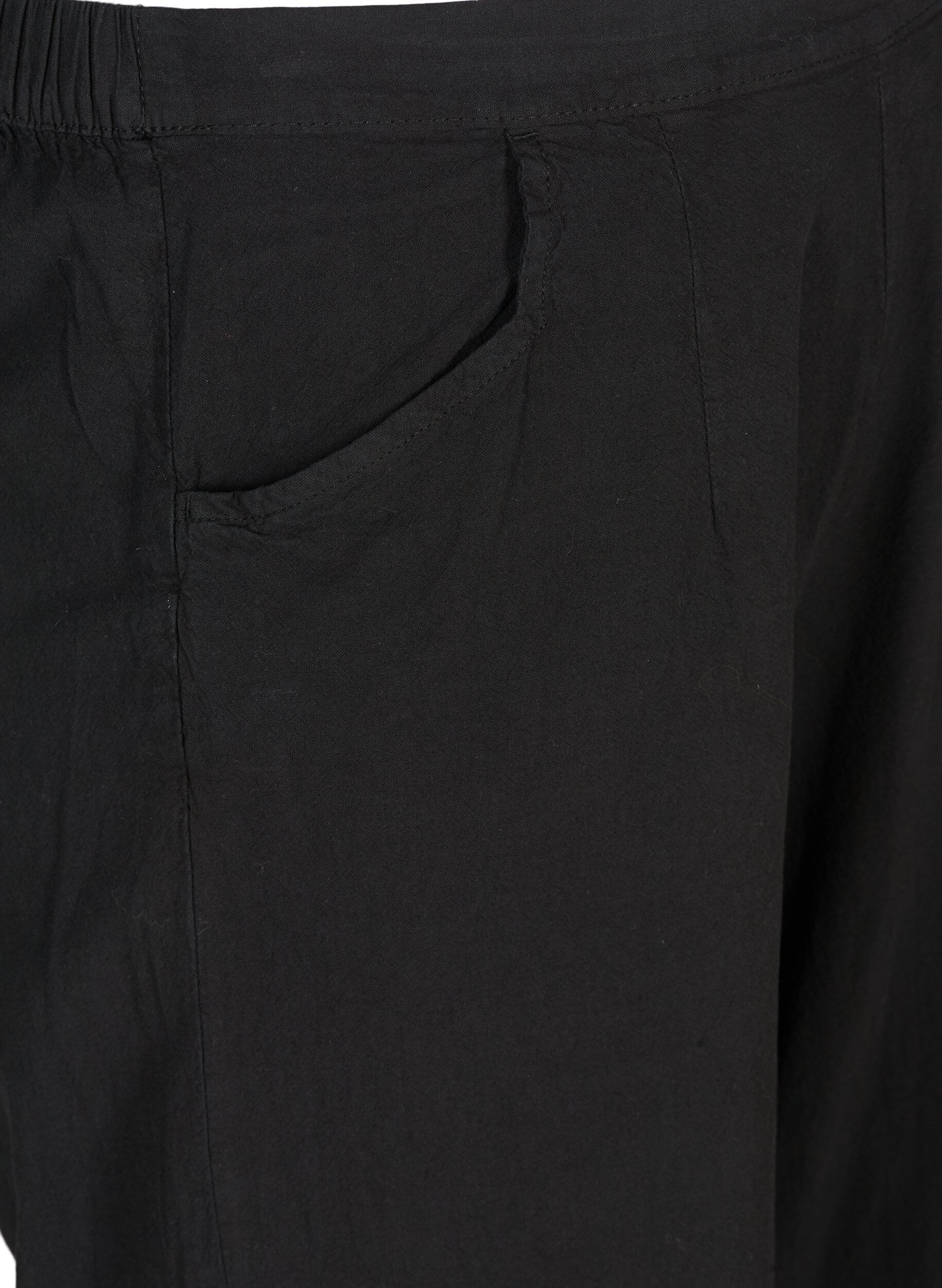 Zizzi Luzne bawelniane spodnie culotte, Black, Packshot image number 2