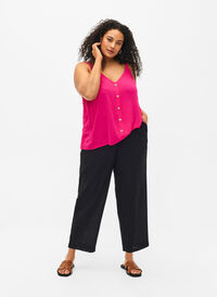 Luzne spodnie z mieszanki lnu i bawelny, Black, Model
