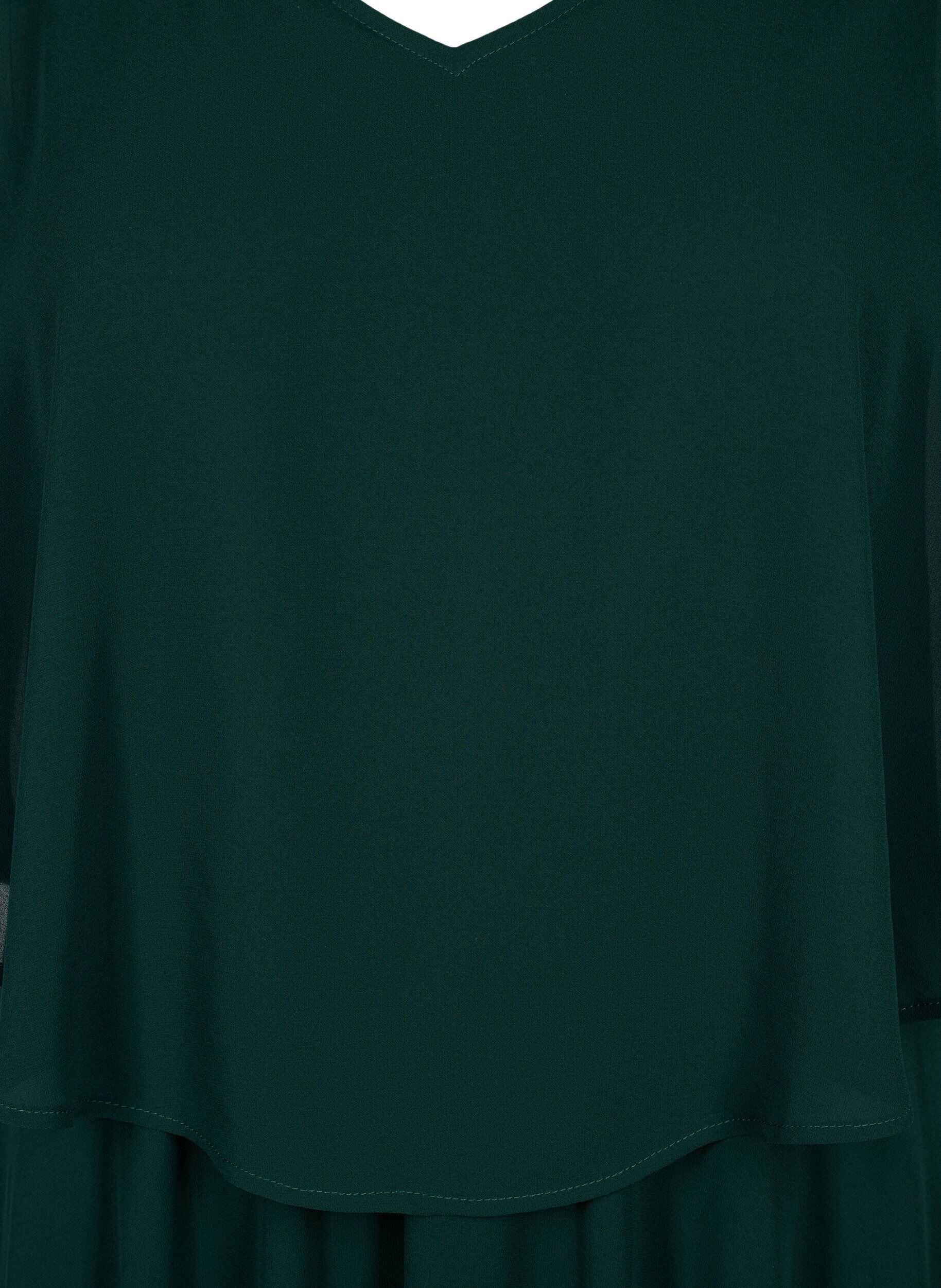 Zizzi Dluga sukienka o linii trapezu z kr&oacute;tkimi rekawkami, Scarab, Packshot image number 2