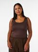 Dopasowany top basic z gladkiego materialu, Brązowy, Model image number 0