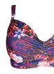 Biustonosz bikini z nadrukiem i fiszbinami, Purple Flower, Packshot image number 2