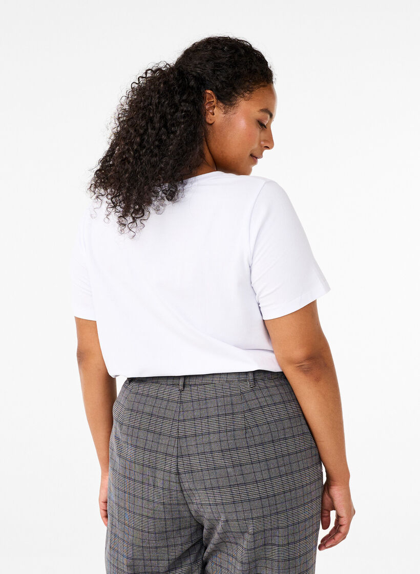 Bawelniana koszulka w jednolitym kolorze, Biały, Model image number 2