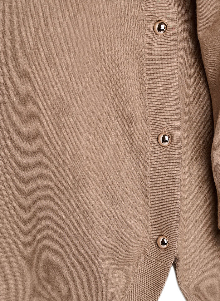 Dzianinowa bluzka z guzikami po bokach, Beżowy, Packshot image number 3
