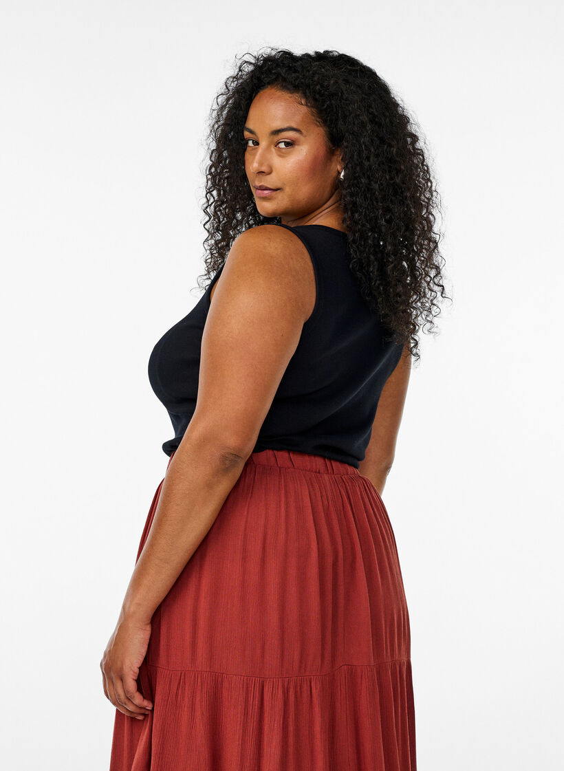 Dopasowany top z motywem, Czarne, Model image number 2