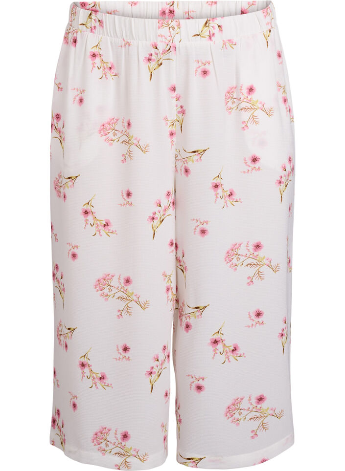 Spodnie culotte z nadrukiem, Biały, Packshot image number 0