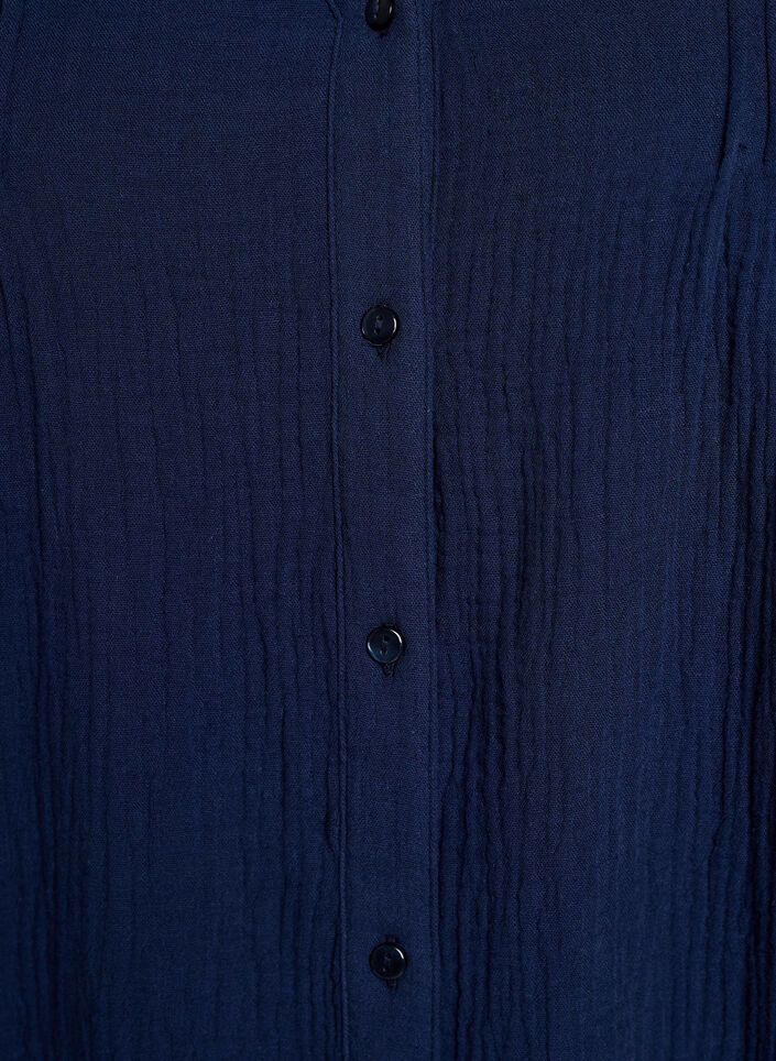 Bluzka z bawelnianej muslinowej tkaniny z haftowanymi detalami, Niebieskie, Packshot image number 2