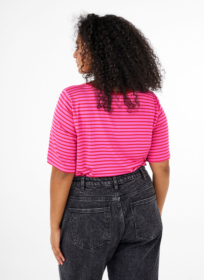 Koszulka z TENCEL™ Lyocell i paskami, Różowy, Model image number 2