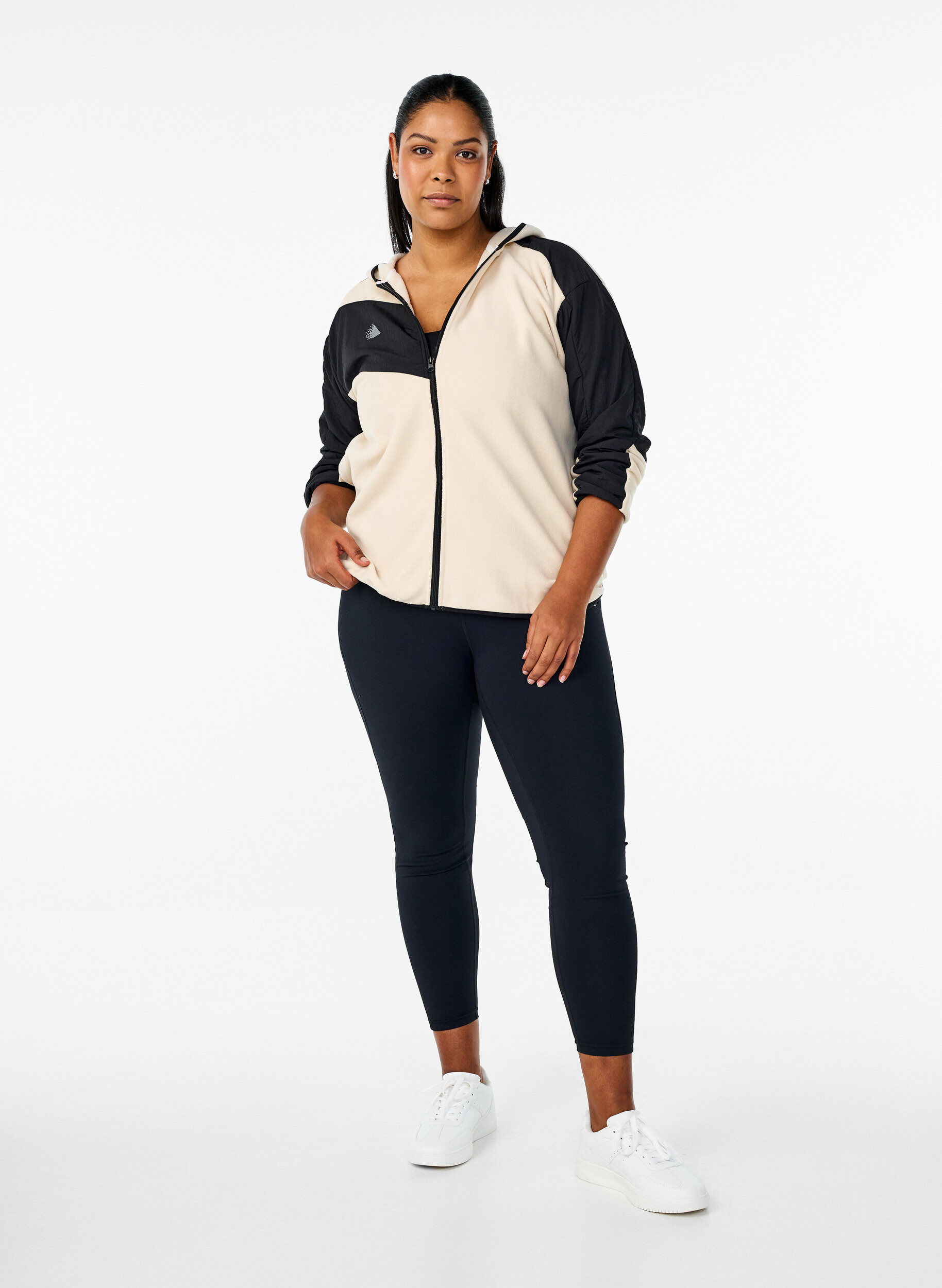 Zizzi Kurtka polarowa z kapturem i kieszeniami, Beżowy, Model image number 1