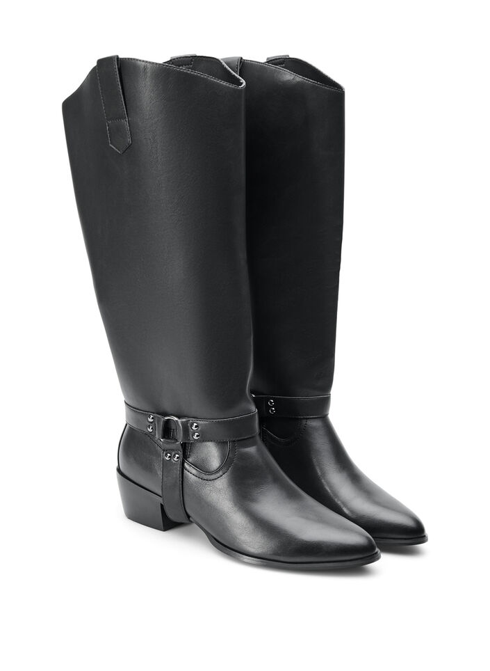 Dlugie buty z odpinanym cholewem, Czarne, Packshot image number 1