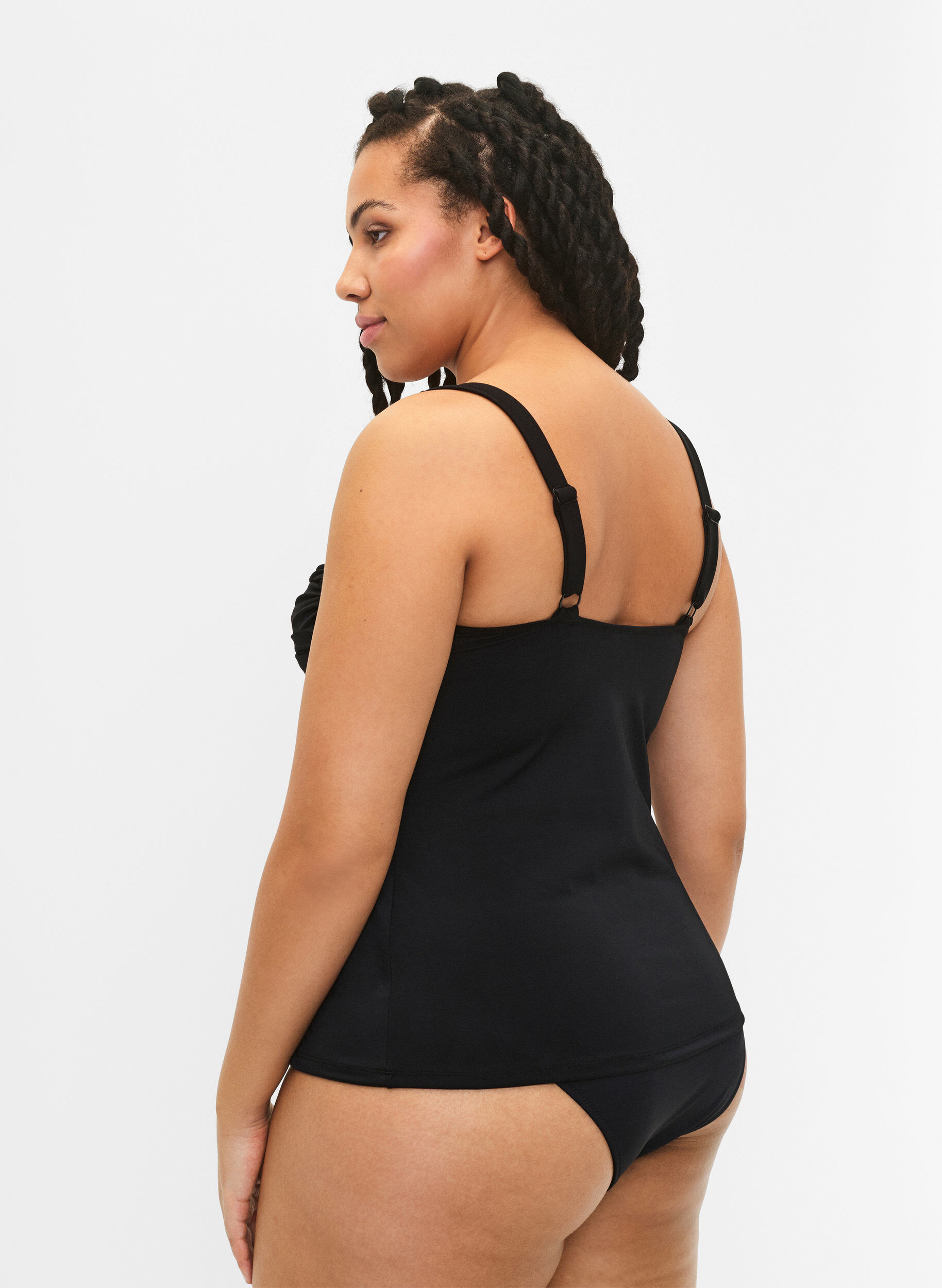 Zizzi Drapowane tankini, Czarne, Model image number 2