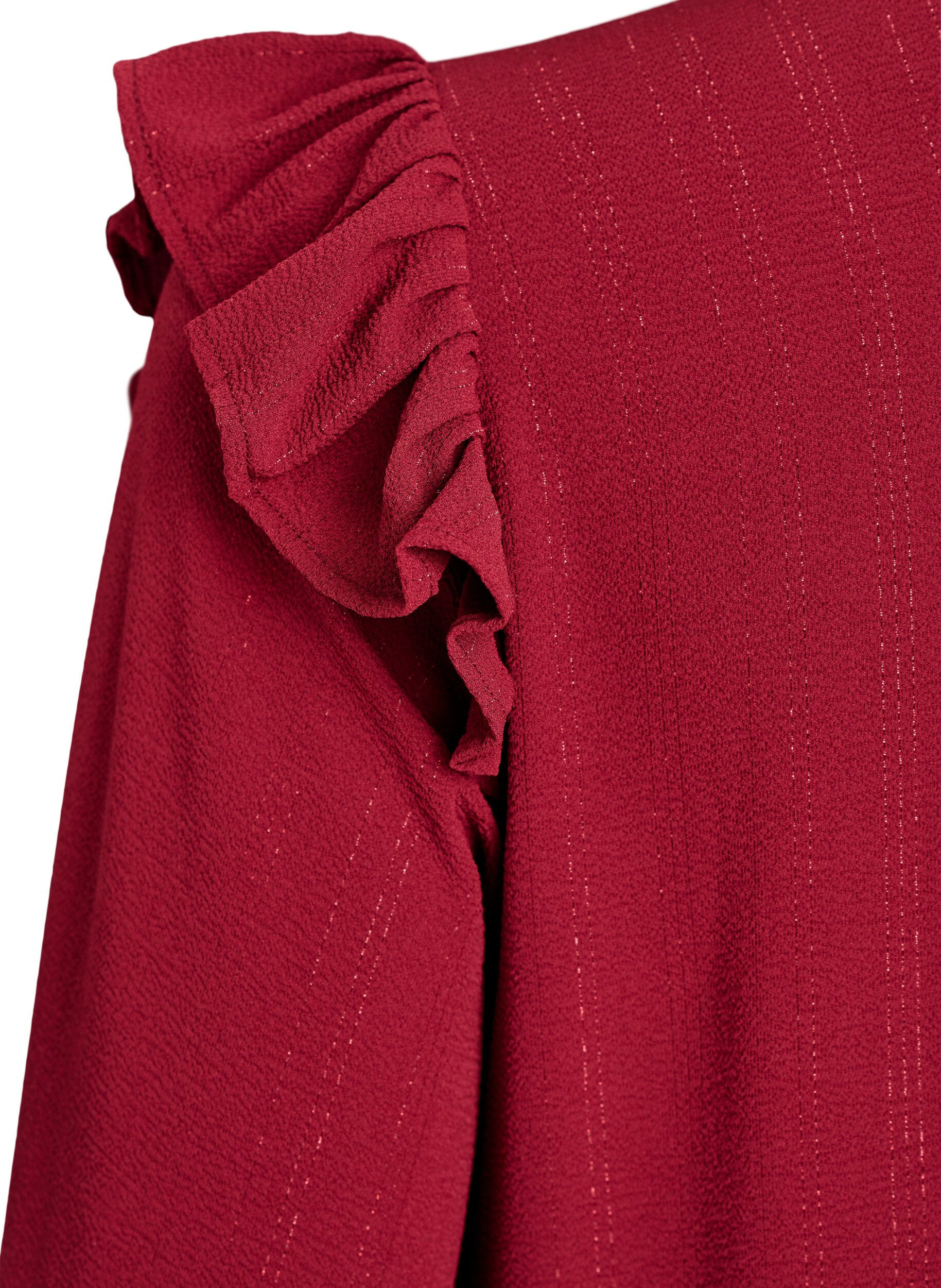 Zizzi Kr&oacute;tka sukienka z marszczeniami i brokatem, Ciemnobordowy, Packshot image number 3