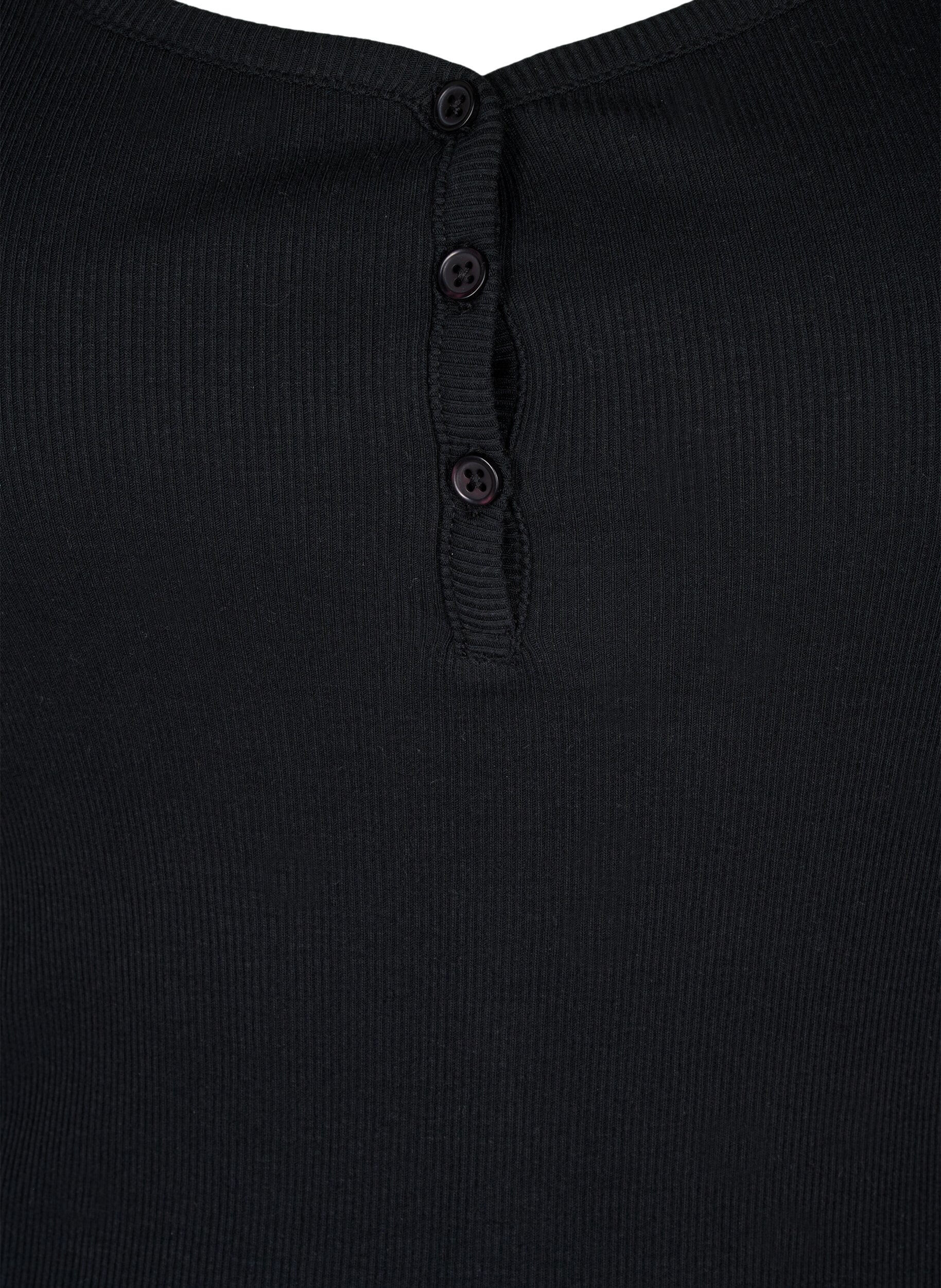 Zizzi Prazkowany top z&nbsp;guzikami, Black, Packshot image number 2