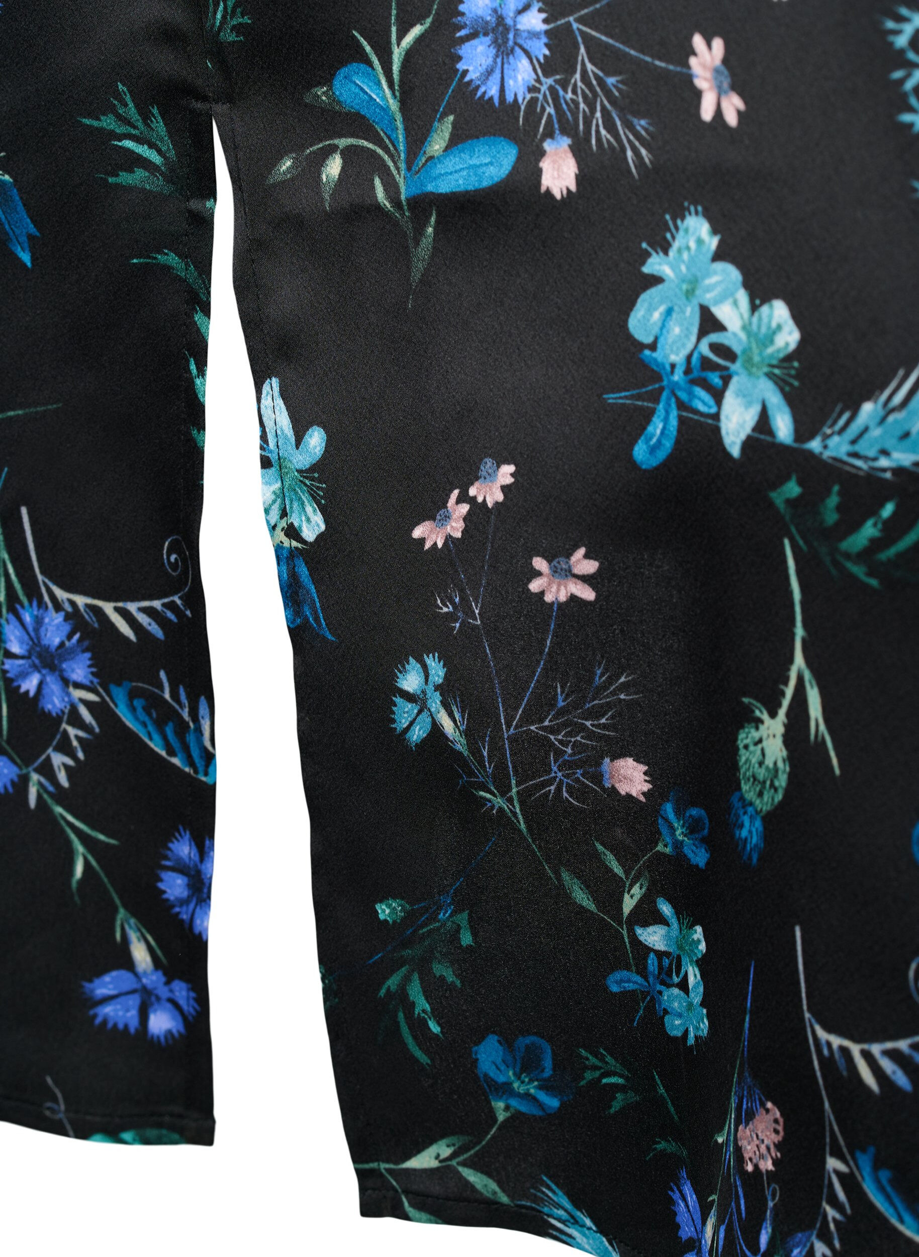 ZizziKwiecista sukienka midi z dlugimi rekawami, Blue Flower AOP, Packshot image number 3