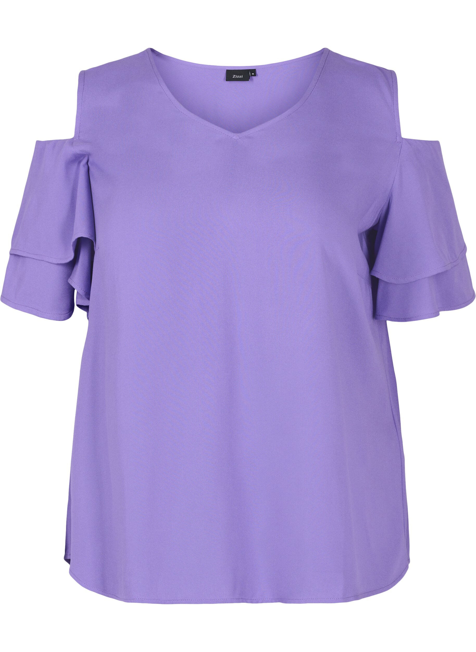 Zizzi Short sleeved blouse in viscose, Passion Flower, Packshot image number 0