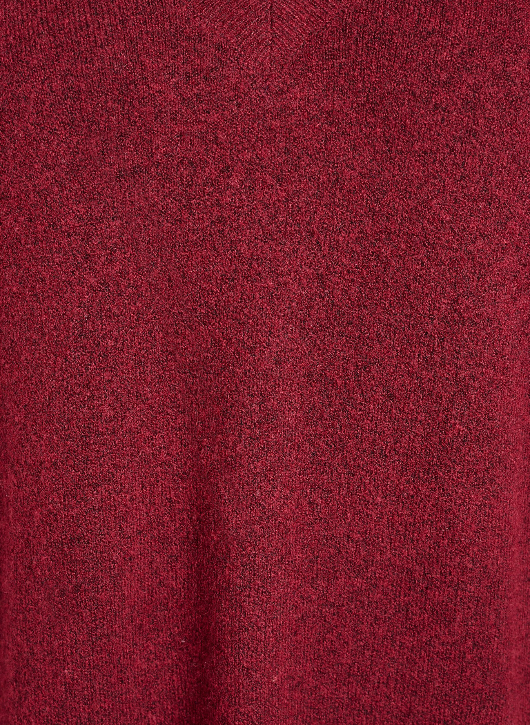 ZizziDluga dzianinowa sukienka z dekoltem w szpic, Czerwony, Packshot image number 2