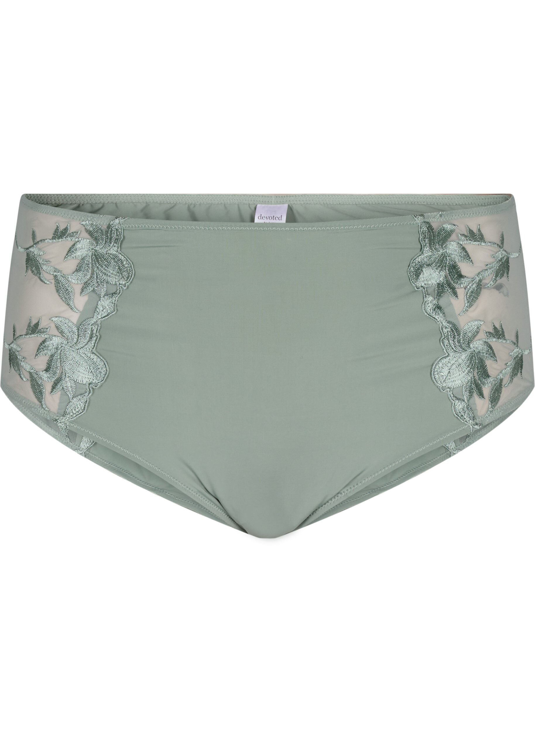 Zizzi Figi damskie typu hipster z haftem i regularnym stanem, Iceberg Green, Packshot image number 0