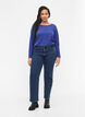 Bluzka z dlugim rekawem z faktura, Niebieskie, Model image number 1