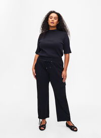 Luzne, bawelniane spodnie bojówki, Black, Model