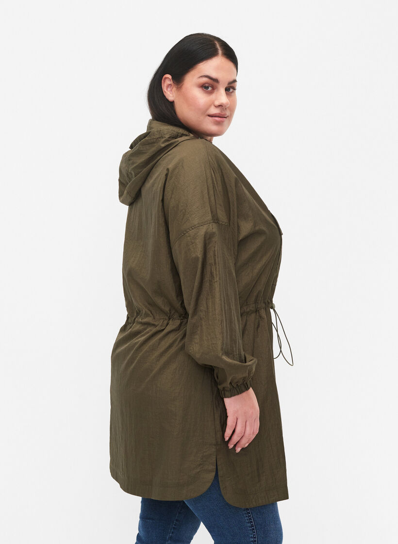 Dluga kurtka anorak z kapturem i kieszenia, Grape Leaf, Model image number 1