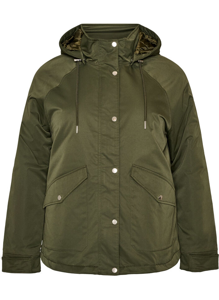 Parka z podszewka i odpinana kapturka, Zielony, Packshot image number 0