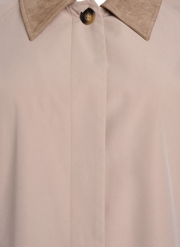 Kurtka wiosenna z kolnierzem ze zamszu i ukrytym zapieciem na guziki, Beżowy, Packshot image number 2