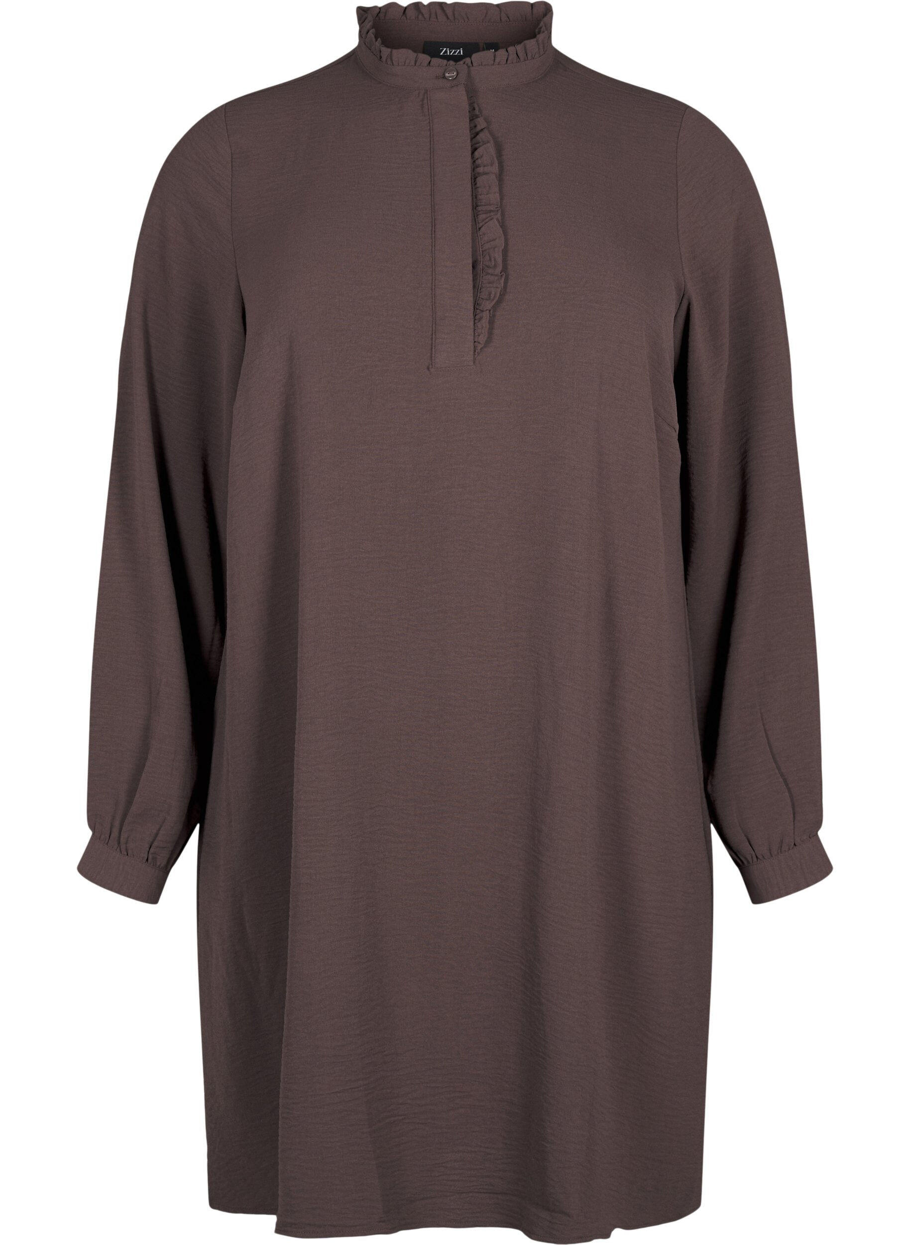 Zizzi Sukienka z dlugimi rekawami i zabotem, Chocolate Martini, Packshot image number 0