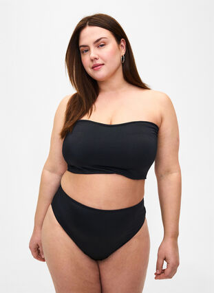 Dól bikini w jednolitym kolorze z regularnym stanem, Black, Model image number 0
