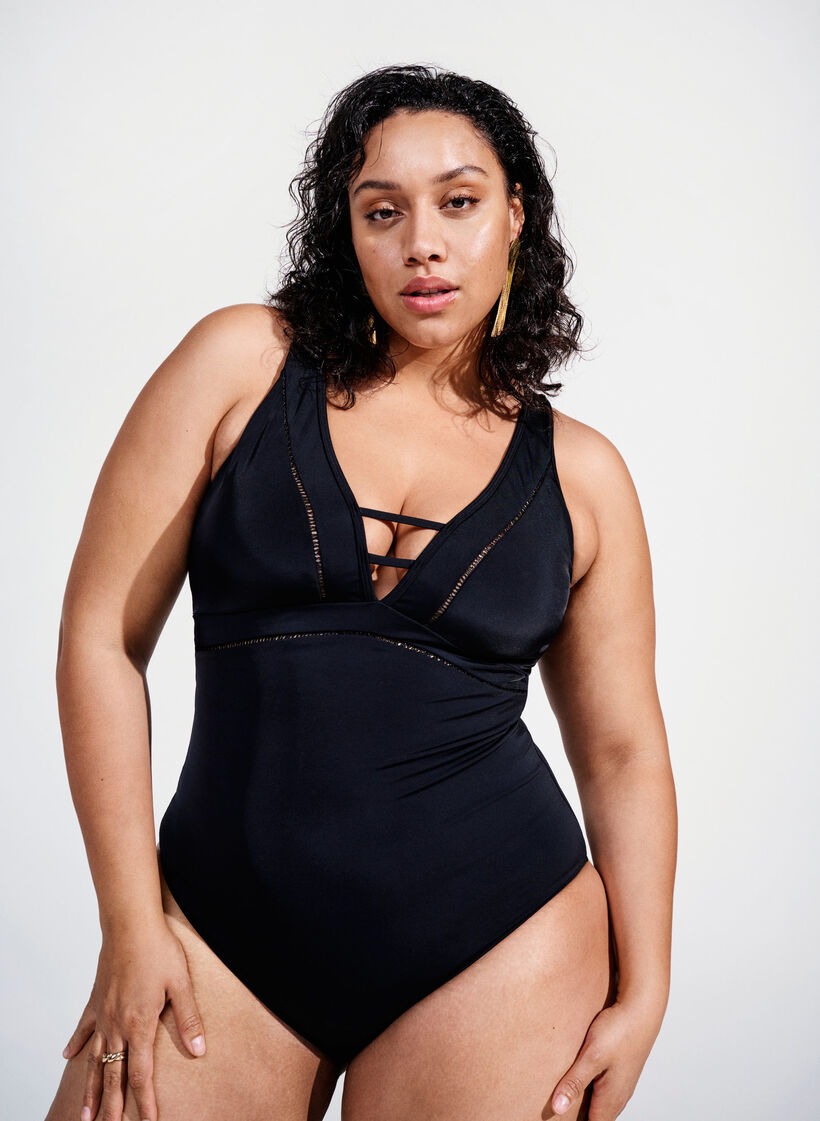 Swimsuit with band detail, Black, Image image number 0