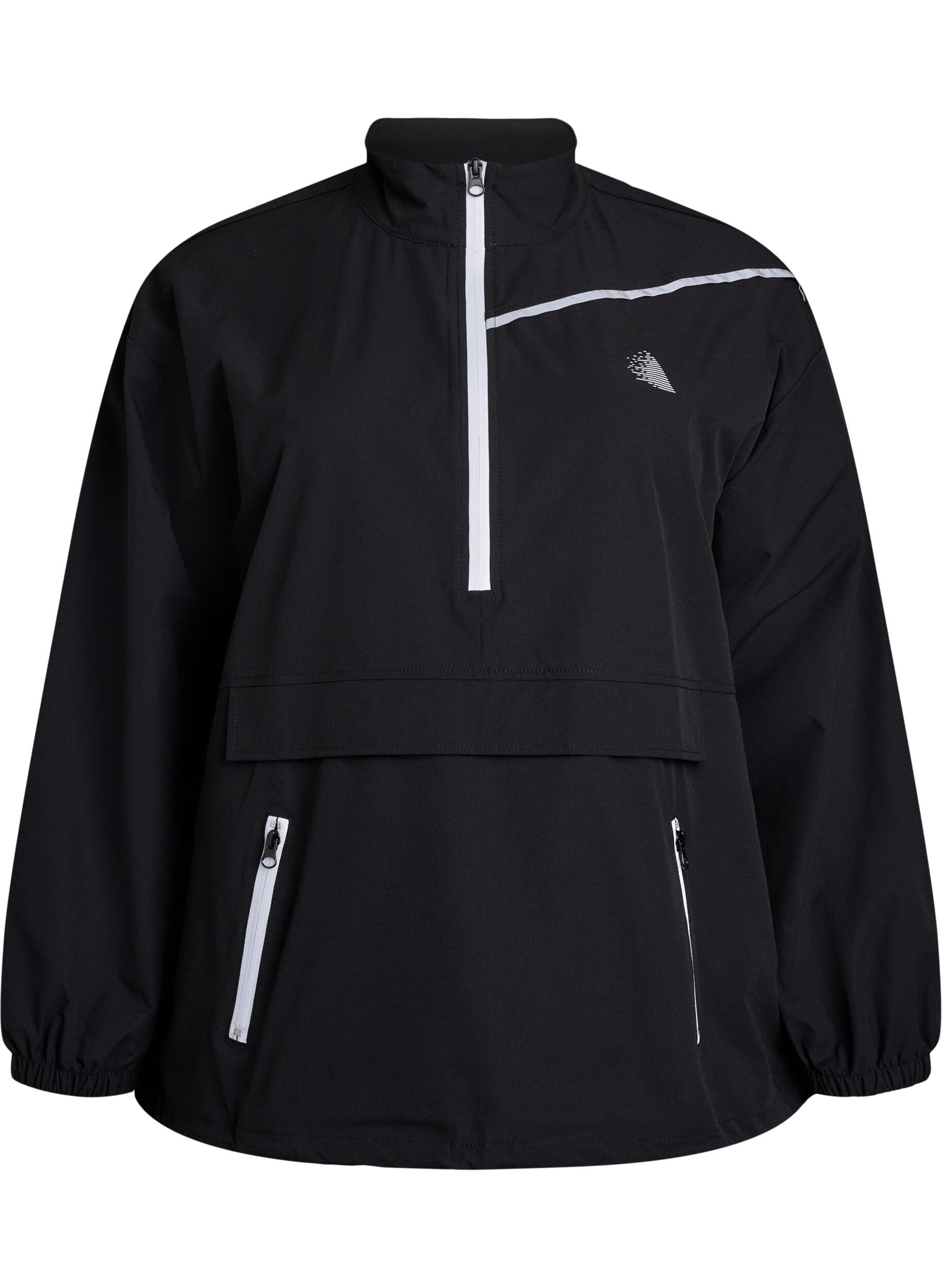 Zizzi Sportowy anorak z odblaskowymi detalami i kieszeniami, Czarne, Packshot image number 0