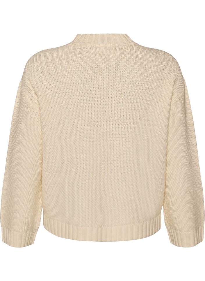Sweter o warkoczowym splocie, Biały, Packshot image number 1