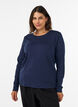 Basicowy T-shirt z dlugim rekawem i okraglym dekoltem, Niebieskie, Model image number 0