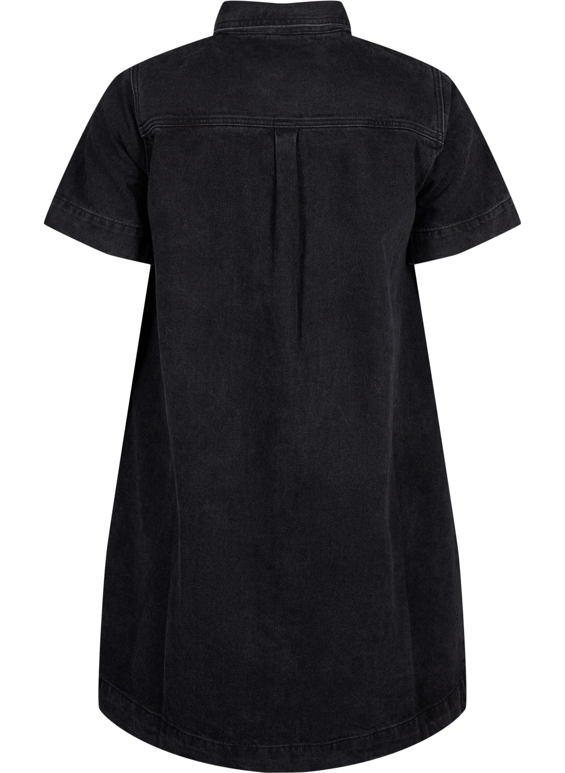 Zizzi Dluga dzinsowa koszula z kr&oacute;tkimi rekawami, Grey Washed, Packshot image number 1