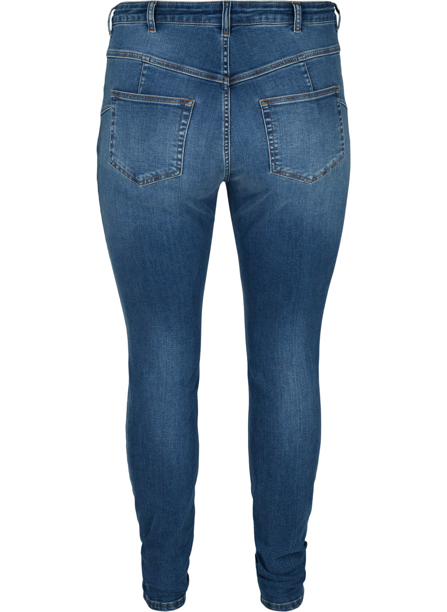 Zizzi High-waisted Amy jeans with push-up effect, Blue denim, Packshot image number 1